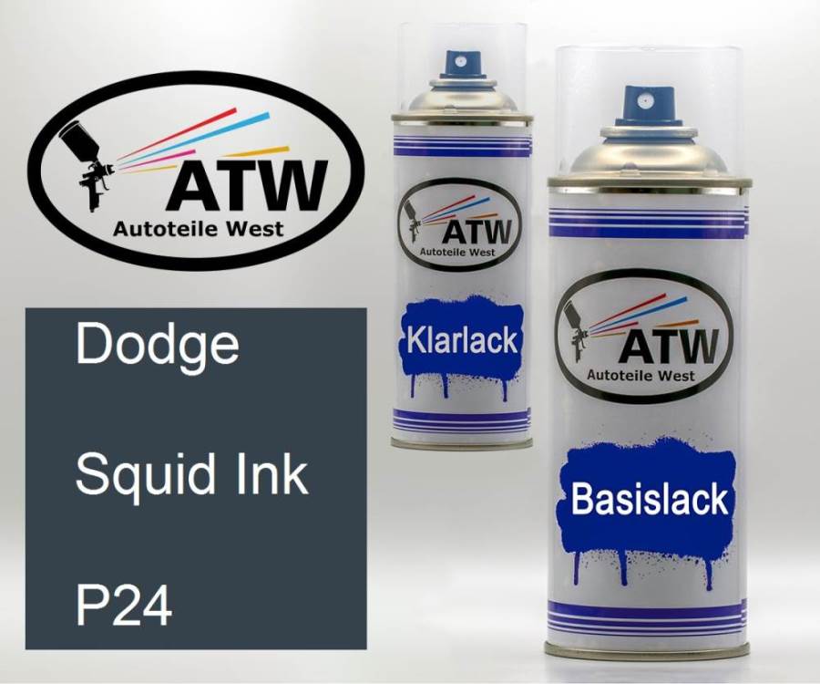 Dodge, Squid Ink, P24: 400ml Sprühdose + 400ml Klarlack - Set, von ATW Autoteile West.